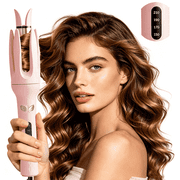 Automatic Curling Iron, 1.1″ Barrel Rotating Wand with 4 Temp, Ceramic Anti-Scald, Anti-Tangle Hair Curler Irons, for Beach Waves Hair Styling, Pink