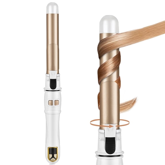 Automatic Rotating Hair Curler, Classic Negative Ion Curling Iron 1.1" 28mm, Creates Beach Waves for Long Hair, Dual Voltage (Pink)