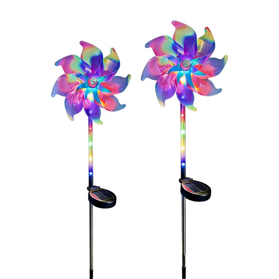 Automatic Rotating Solar Windmill Light With Rainbow Effect For Outdoor Yard Patios Lawns Decoration Romantics Lighting
