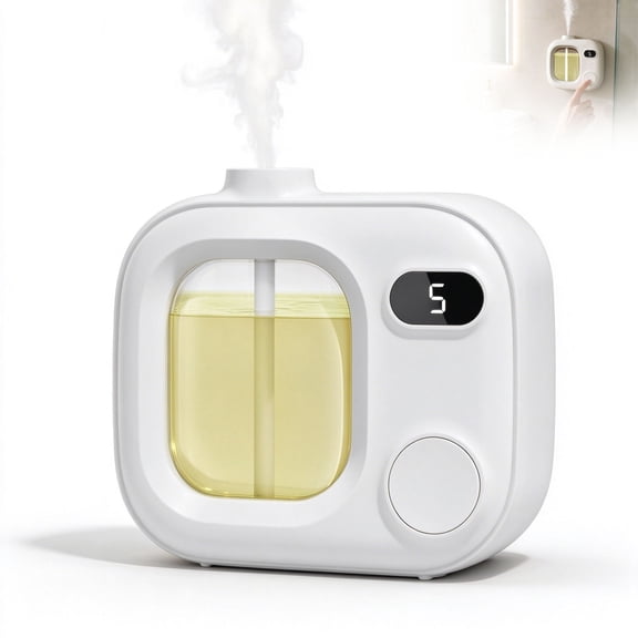 Automatic Scent Smart Waterless Oil Diffuser Wall Mount and Tabletop Air Freshener with LED Screen 5 Levels Mist Control for Bedroom Bathroom Hotel Office Car