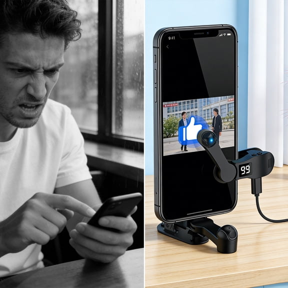 Automatic Screen Tapper for Smartphone - Type-C Recharging 107-Speed Click Tool for Game Playing Live-Stream Shopping Live Broadcasts (Black)