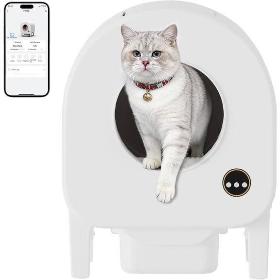 Automatic Self Cleaning Cat Litter Box 68L Smart Robot Toilet with APP WiFi Control, Dual Safety Sensors PT108W Edition