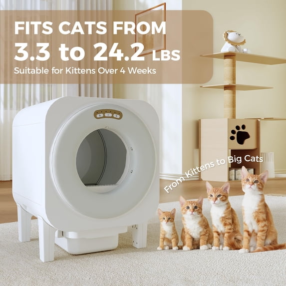 Automatic Self-Cleaning Cat Litter Box – 68L Spacious Smart Toilet – WiFi App Control, Odor-Free Cleaning – PT103 WiFi