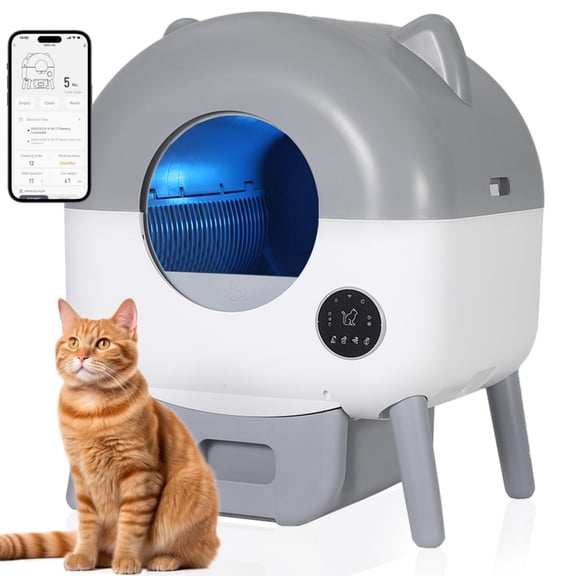 Automatic Self-Cleaning Cat Litter Box – Large Capacity, App Control, Multiple Safety Protection, Includes 1 Roll Garbage Bags, Easy to Clean