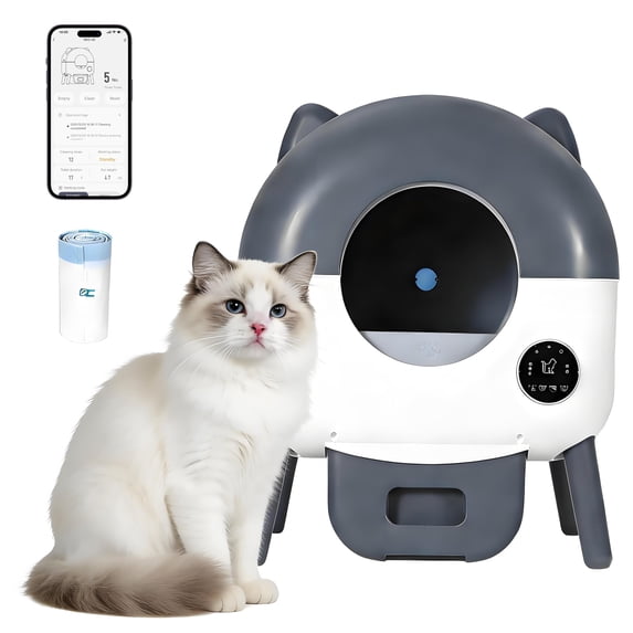 Automatic Self-Cleaning Cat Litter Box for Multiple Cats, 76L Large Capacity, Ultra-Quiet, App Controlled, Triple Safety Sensors, Easy to Clean, Includes Trash Bags