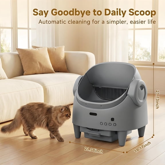 Automatic Self-Cleaning Cat Litter Box – Open Top, Multi-Cat App Control, Adjustable Entry Height, Advanced Multi-Detector Safety, Odor Control, Waste Bags Included