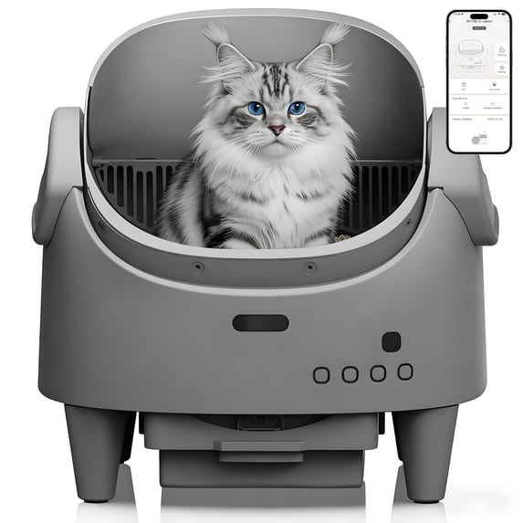 Automatic Self Cleaning Cat Litter Box with App Control Open Top Multi Sensor Safety Adjustable Entry Odor Control