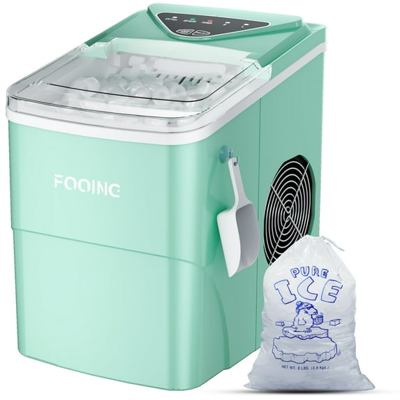 Automatic Self-Cleaning Ice Maker Countertop, 9 Cubes Ready in 6 Mins, Portable Compact Ice Maker with Ice Scoop& Basket, Stainless Steel, Perfect for Home/Kitchen/Office/Bar