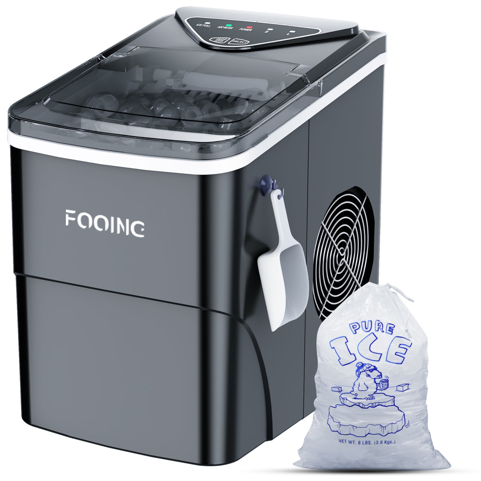 Ice Makers Countertop Machine - TENXOE Portable Ice Maker Compact  Self-Cleaning with Scoop and Basket, 26lbs in 24 Hours, 9 Bullet Ice Cubes  ​Ready in