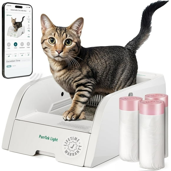 Petcove Automatic Litter Box for Cats with App Control – Self Cleaning, Odor Control, Quiet Auto Cat Litter Box for Multiple Cats - Light Bundle 1