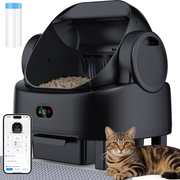 Automatic Self-Cleaning Litter Box for Multiple Cats Smart Open-Top Design with App Control & Safety Sensors 10L Large Capacity Auto Cat Litter Box with Waste Drawer & Liner Bags