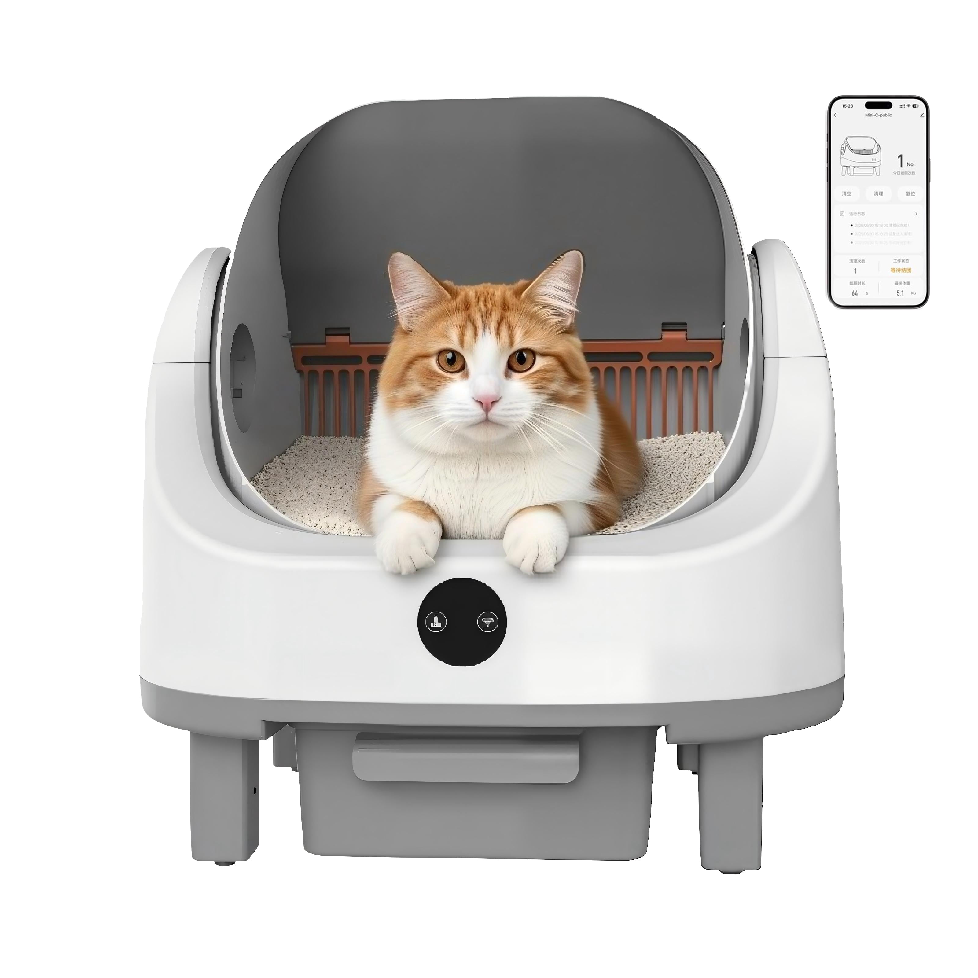 Automatic Self Cleaning Litter Box for Multiple Cats, Large Open-Top Electric Cat Litter Box with Smart APP Control, 9L Capacity & Safety Sensors