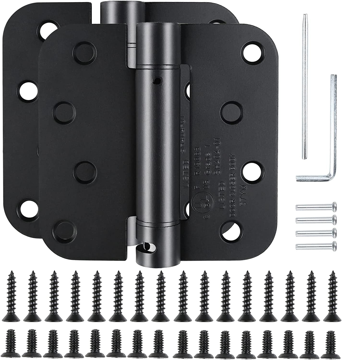 Automatic SelfClosing Door Hinges Black Matte 4 Inch x 4",Spring Hinge