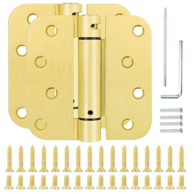 Automatic SelfClosing Door Hinges Satin/Brushed Brass 4" x 4 Inch
