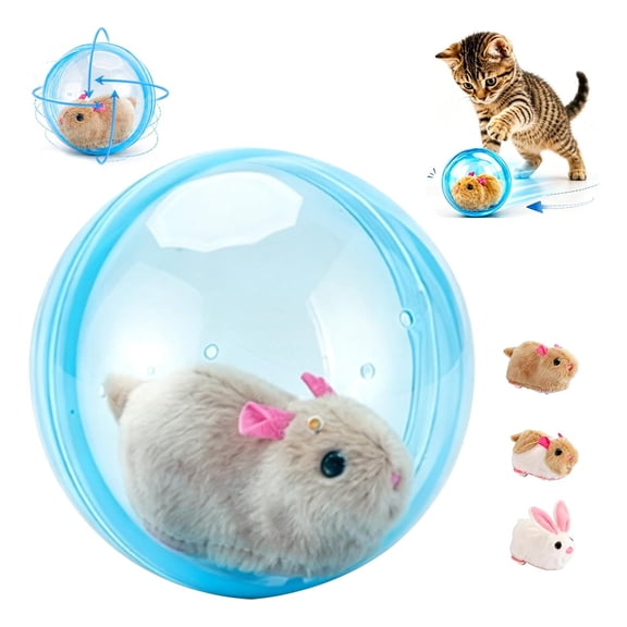 Automatic Self Rolling Interactive Cat Ball, 360° Rotating Realistic Animal Moving Toy for Indoor Cats & Small Dogs.(Blue)