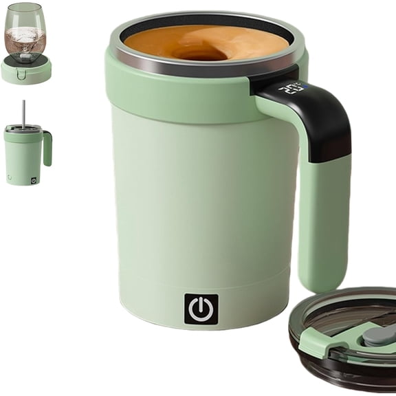 Automatic Self Stirring Coffee Mug,Upgraded 13oz Smart Mixing Mug with Detachable Base,Temp Display & Lid – One-Touch Magnetic Stirring,USB Rechargeable,Perfect for Coffee,Milk Tea,Gifts