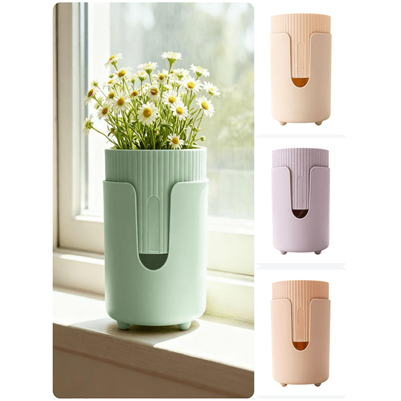Automatic Self-Watering Plastic Flower Pot for Indoor Plants, Breathable Thickened All-Season Home Desktop Container with Drainage Holes, 4.72 x 5.91 in