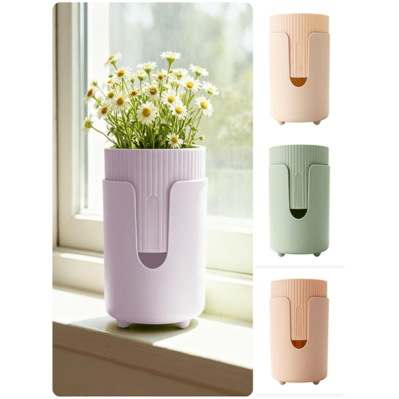 Automatic Self-Watering Plastic Flower Pot for Indoor Plants, Breathable Thickened All-Season Home Desktop Container with Drainage Holes, 4.72 x 5.91 in