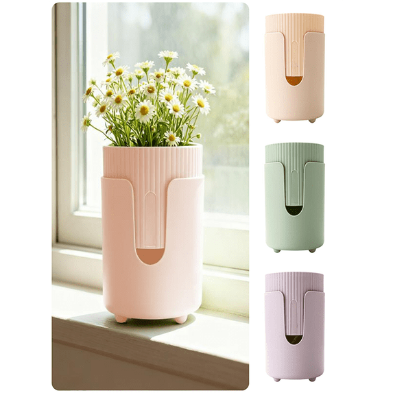 Automatic Self-Watering Plastic Flower Pot for Indoor Plants, Breathable Thickened All-Season Home Desktop Container with Drainage Holes, 4.72 x 5.91 in