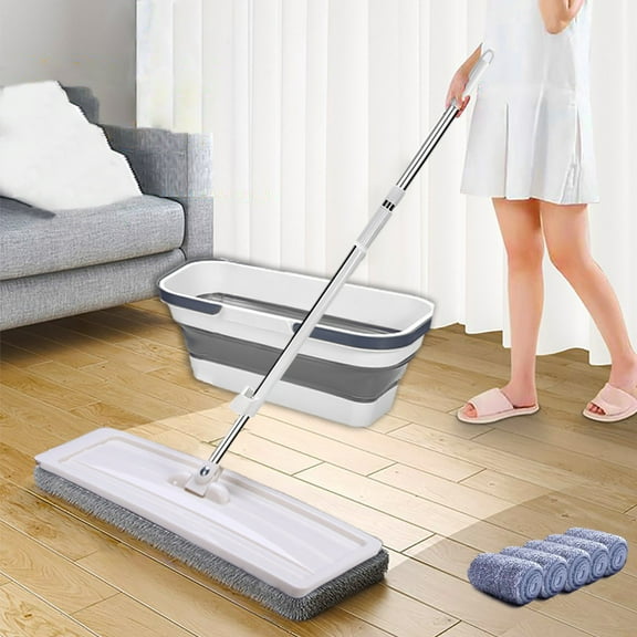 Automatic Self‑Wringing Microfiber Flat Mop With 360‑Degree Rotation, 45.66‑Inch Stainless Handle, Machine‑Washable Pads, Bucket‑Free Home Floor Cleaner For Tile Laminate Hardwood Glass Concrete