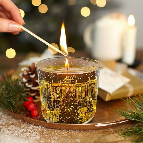 Automatic Sensor Candle 4 Inch Glass Jar with Light Activated Sensor Christmas Tree Design Scented Candle for Home Decor Gift Set Holiday Aromatherapy