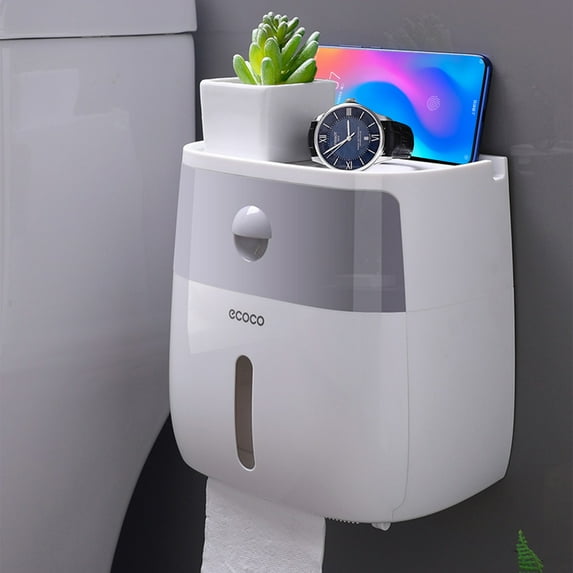 Automatic Sensor Tissue Dispenser | Wall-Mounted Touchless Paper Towel Holder with Transparent Window | 1-Piece White Plastic Bathroom & Kitchen Organizer