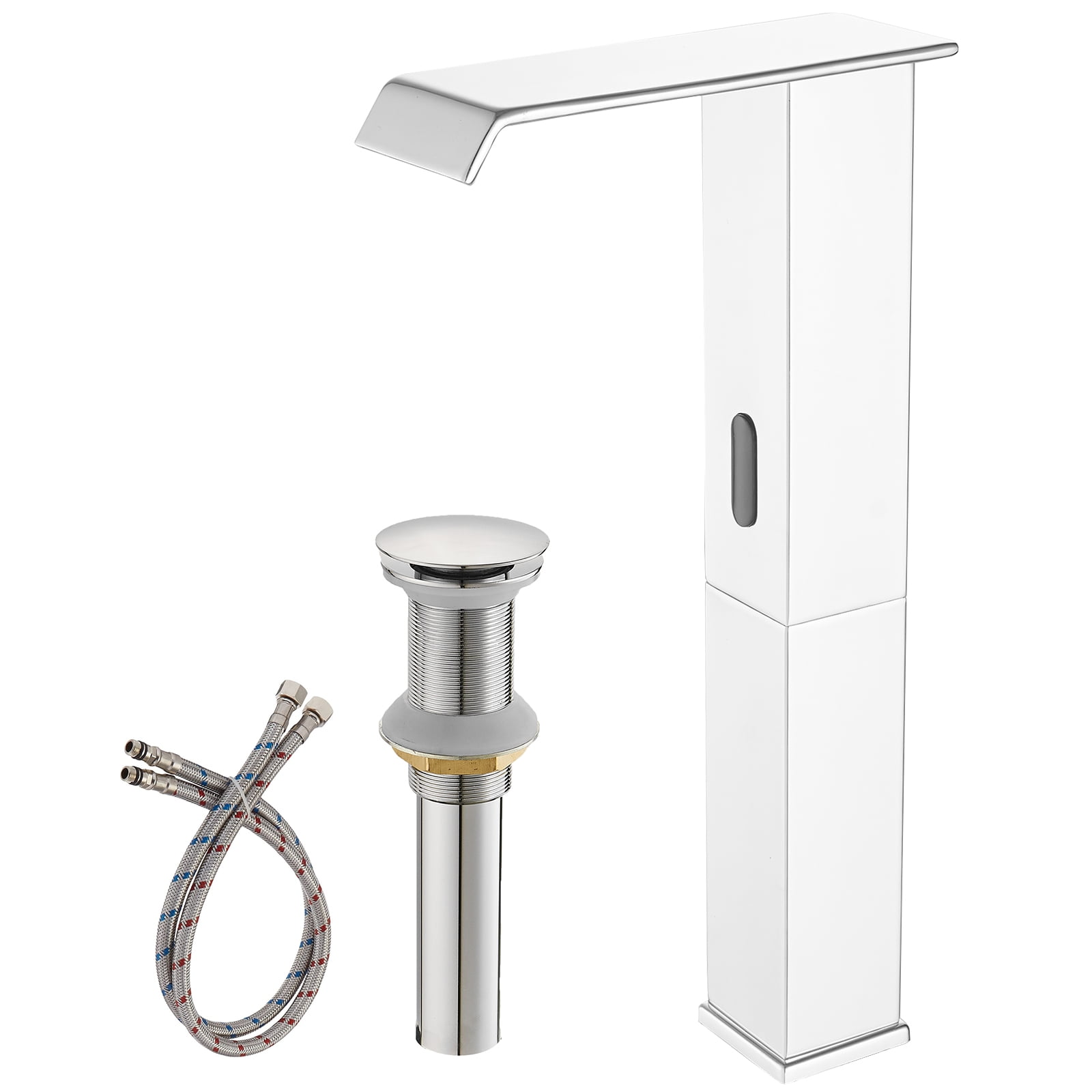 Polished Chrome Touchless Vessel Sink Faucet with Pop Up Drain