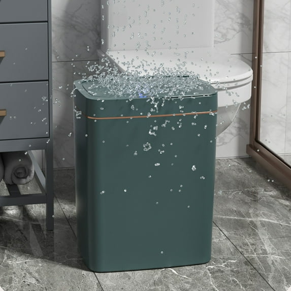 Automatic Sensor Trash Can, 15L Large Capacity with Silent Closing Lid, Waterproof & Odor-Control for Kitchen, Office, Home(Green)
