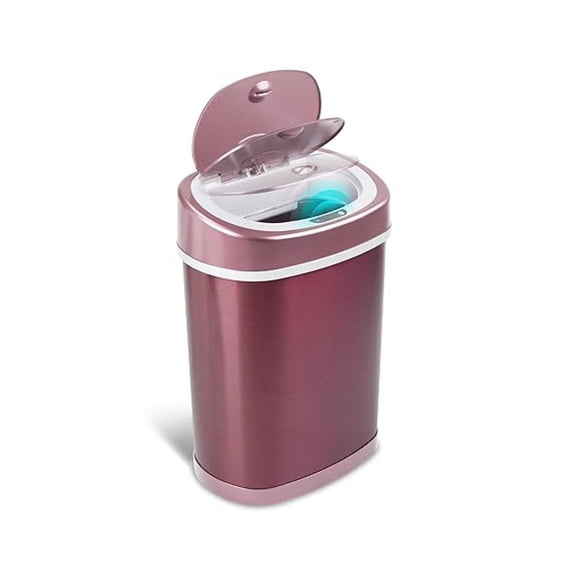 Automatic Sensor Trash Can, 4 Gallon, Waterproof, Smart Adsorption, for Bathroom, Bedroom, Kitchen, Office (Burgundy)