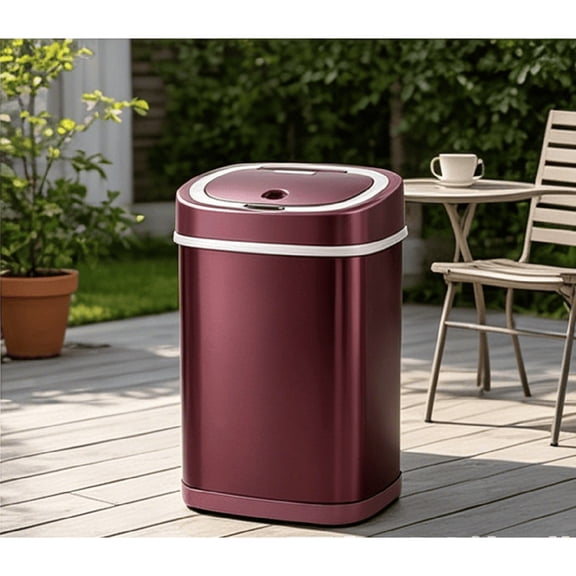 Automatic Sensor Trash Can, Touch-Free Stainless Steel Garbage Bin with Odor Sealing Lid, Waterproof Smart Waste Bin for Kitchen Bathroom Office Indoor Use