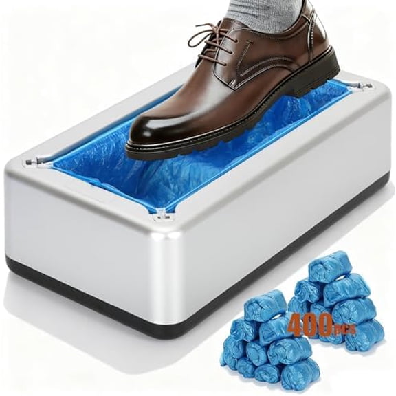 Automatic Shoe Cover Dispenser with 400 pcs Shoe Covers Disposable Non Slip, Automatic Shoe Cover Machine for Indoors Home Factory Hospital Laboratory Museum, Fit Shoes Up to Men's Size 11