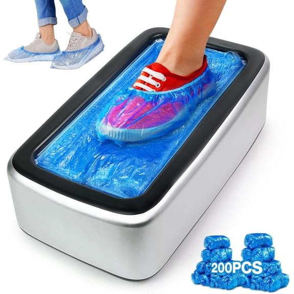 Automatic Shoe Cover Dispenser Machine with 200pcs Non-Slip Disposable Covers for Indoors, Fits Most Shoe Sizes