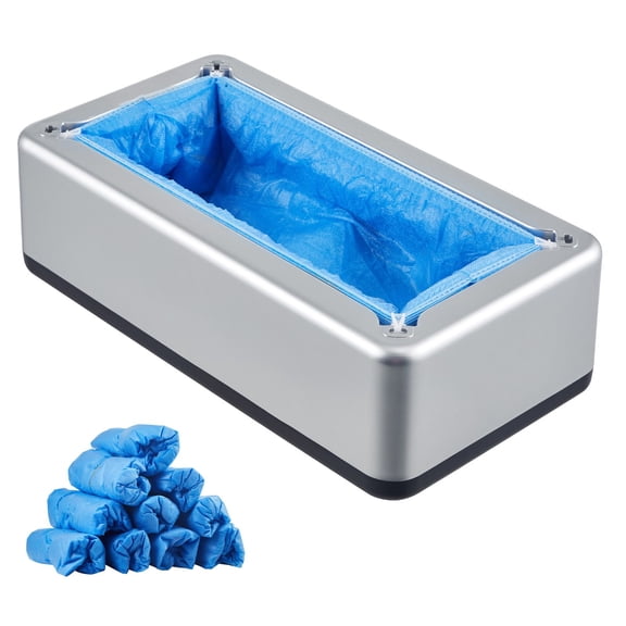Automatic Shoe Cover Dispenser with 100 Non-Slip Disposable Covers,Fits Up to US Men's 11,for Hospital,Office,Home&Indoor Use,Silver
