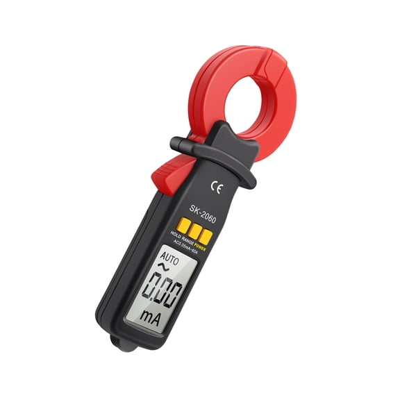 Automatic Shutdown Current Clamp Meter 60A AC DC Current Leakage Tester Clamp Meter, Auto Range Hold Ammeter, Counts Micro Current Detector, for Ground Fault Current Measurement with Resolution