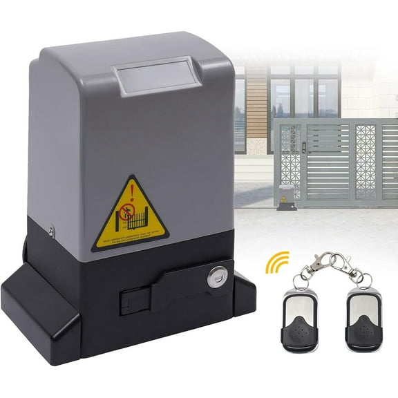 Automatic Sliding Gate Opener 4400LBS B Rack Driven with 2 Remote Controls Infrared Sensor, Electric Rolling Driveway Slide Gate Motor, Complete Security Operator Kit for Gates Up (4400LBS)