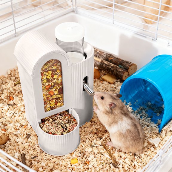 Automatic Small Pet Feeder & Water Bottle Large Capacity 2 In 1 Cage Mount Food Water Dispenser Leak Proof Detachable Small Animal Feeding Station for Rabbits Ferrets Guinea Pigs Small Pets