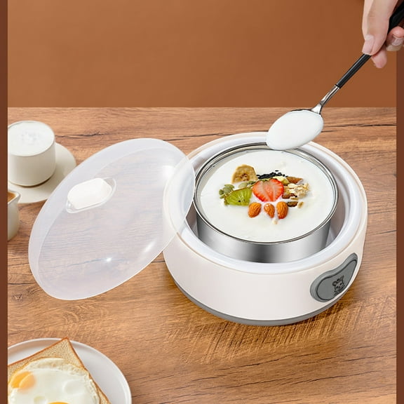 Automatic Small Yogurt Maker, 304 Stainless Steel, Intelligent Constant Temperature, Compact Home Machine, 1L Capacity(White)
