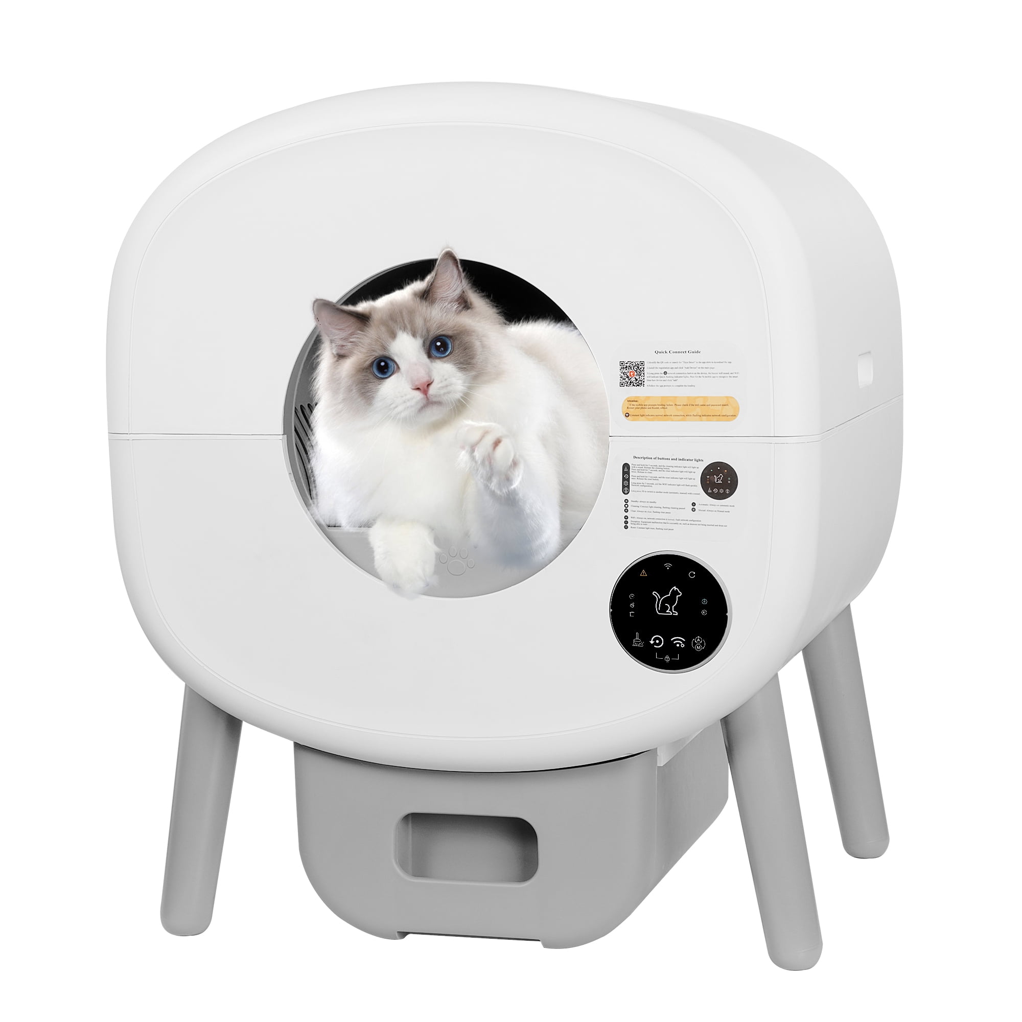 Automatic Smart Cat Litter Box, Large Capacity Self-Cleaning Litter Box ...