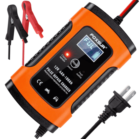 Automatic Smart Charger, DFITO 12V 6A Car and Motorcycle Portable Battery Charger with Screen Display, Battery Maintainer