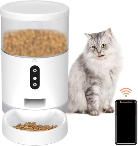 Automatic Smart Pet Cat Dog Feeder Small Animals Food Dispenser with APP Cotrol 2.4G Wi-Fi Enabled Portion Control Voice Interaction Dual Power