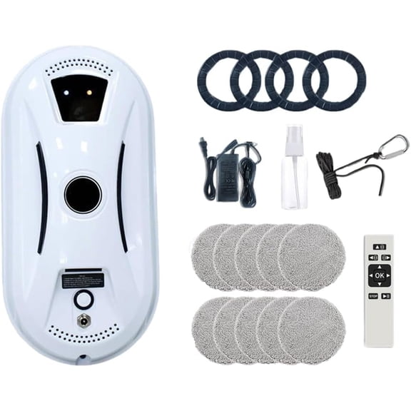 Automatic Smart Window Cleaning Robot - 90W Dual Spinning Pads with AI Smart Path & Smart Spray, Remote Control & 20-Min Backup Power for Glass