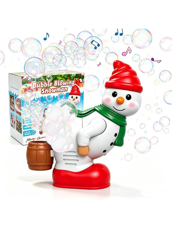Automatic Snowman Bubble Blower for Kids Christmas Snowman Bubble Machine with Lights & Souds Electric Bubble Blowing Snowman Toy Decor for Indoor Outdoor Novelty Christmas Prank Gift for Boys Girls