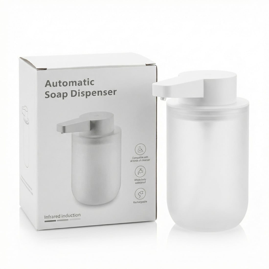 Automatic Soap Dispenser - 300ML Capacity , 2 Adjustable Dual Mode, IPX6 Waterproof, Rechargeable Electric Soap Pump for Bathroom, Kitchen
