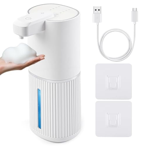 Automatic Soap Dispenser,Foaming Soap Dispenser Touchless,12.8oz/380ml Rechargeable Hand Soap Dispensers with Continuous Dispensing,Wall Mounted or Countertop Soap Dispensing for Bathroom & Kitchen