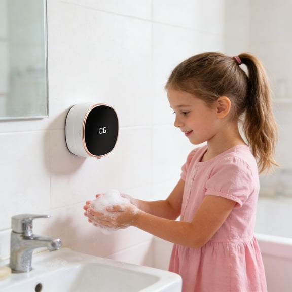 Automatic Soap Dispenser Liquid Bathroom: Wall Mount Rechargeable Touchless Adjustable Auto Smart Electric Plastic Soap Dispenser with Clock - Kitchen - Hand Dish Lotion Couple Kids