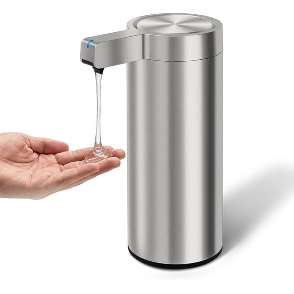 Automatic Soap Dispenser - Rechargeable, Touchless with 3 Modes, Water-Resistant, 9 oz Capacity for Kitchen and Bathroom, Stainless Steel