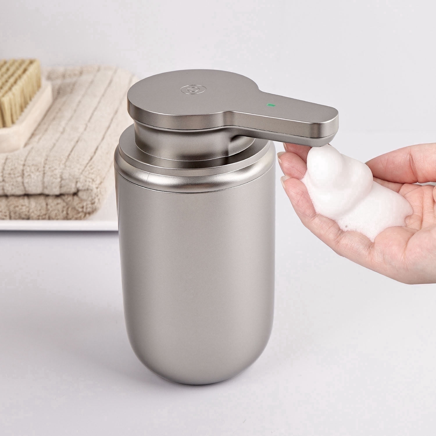 Automatic Foaming Soap Dispenser, Rechargeable Touchless Foam Hand Soap Pump for Bathroom Kitchen, Water-Resistant, Xmas Gift