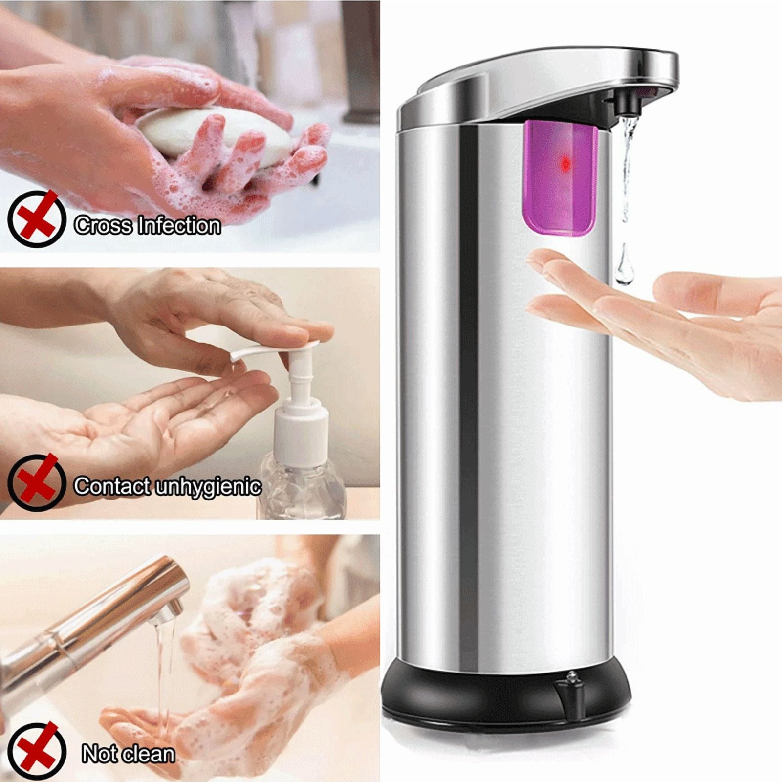 Automatic Soap Dispenser, Stainless Steel Touchless Soap Dispenser ,Waterproof Base, Smart Soap Dispenser for Bathroom Kitchen School