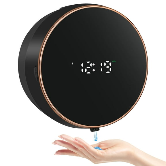 Monstake Automatic Soap Dispenser Liquid Wall Mount Rechargeable Touchless Auto Smart Electric Plastic Black with Clock Kitchen Hand Dish Lotion