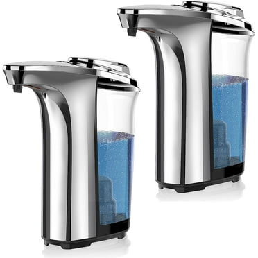Automatic Soap Dispenser, Touchless Dish Soap Dispenser 17oz/500ml with Upgraded Infrared Sensor, 5 Adjustable Soap Dispensing Levels, Liquid Hand Soap Dispenser for Bathroom (Silver Set)